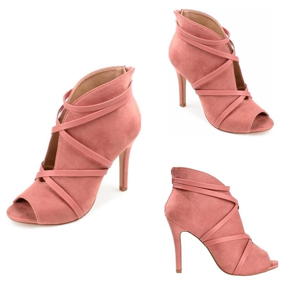 Journee Collection Samara Peep Toe Booties Blush Women's Size 9 NIB